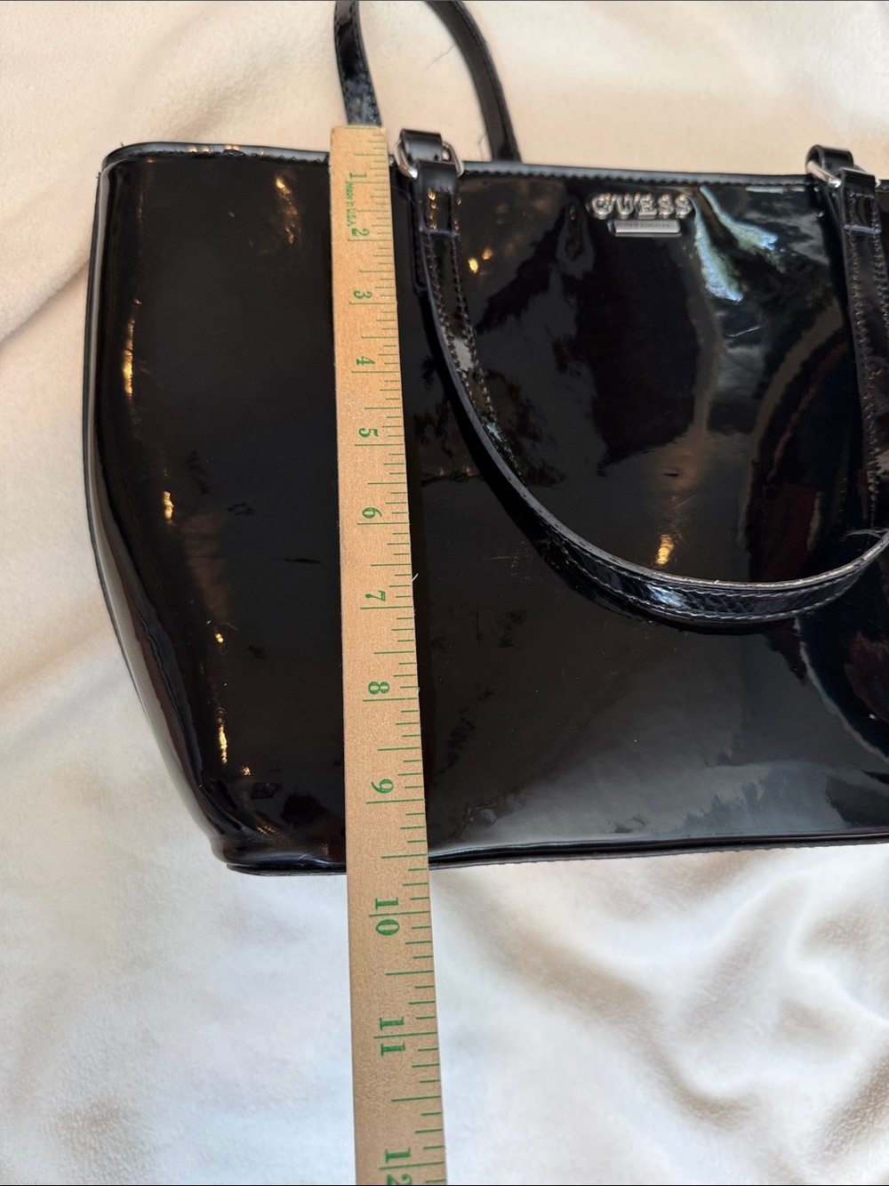GUESS Black Patent Shoulder Tote - Picture 9 of 10